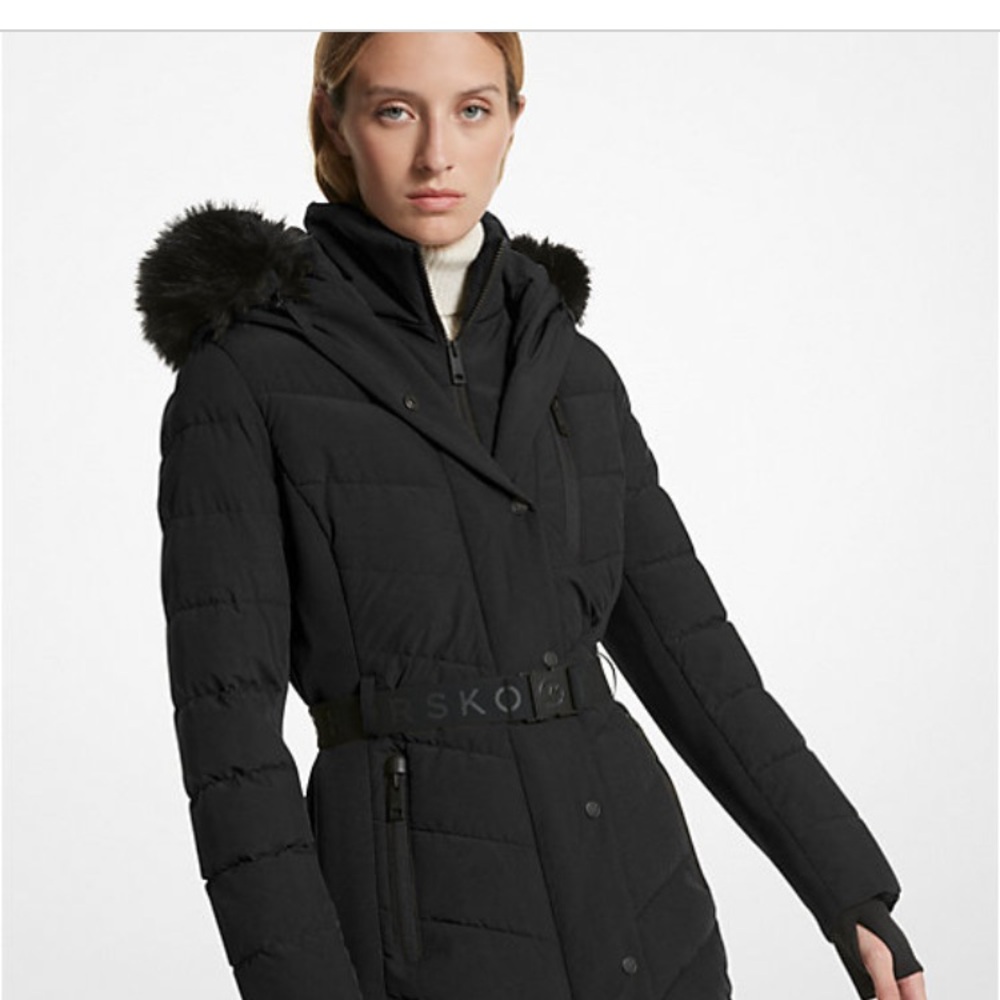 NWT size small Michael Kors belted faux fur jacket